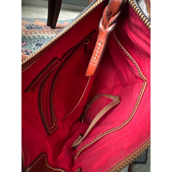 Dooney & Bourke Black Pebbled Leather Crossbody Bag – 11” Wide Black & Tan Purse - Picture 8 of 10